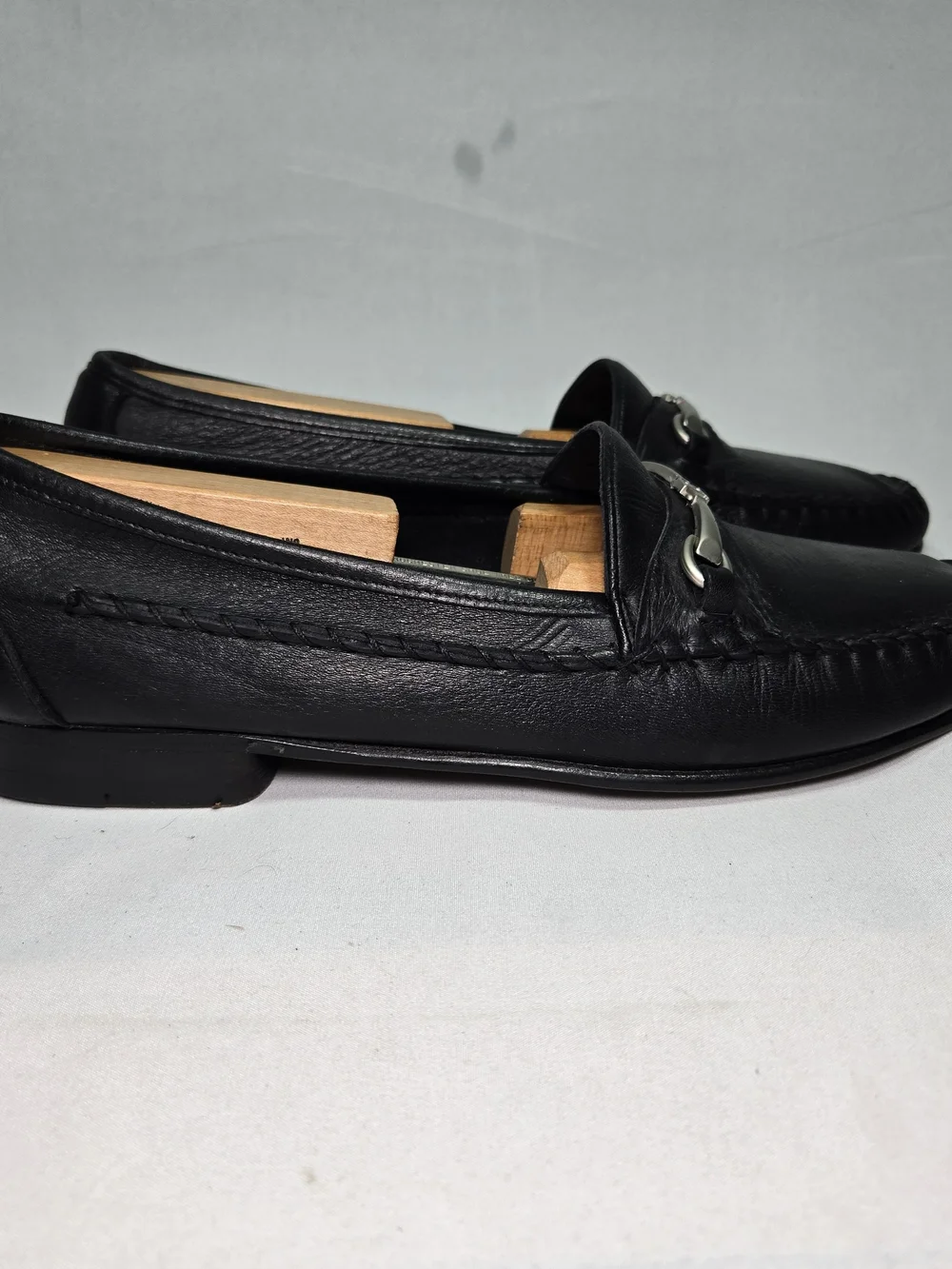Vintage Bally of Switzerland Black Deerskin Horsebit Loafers Italy Mens 8